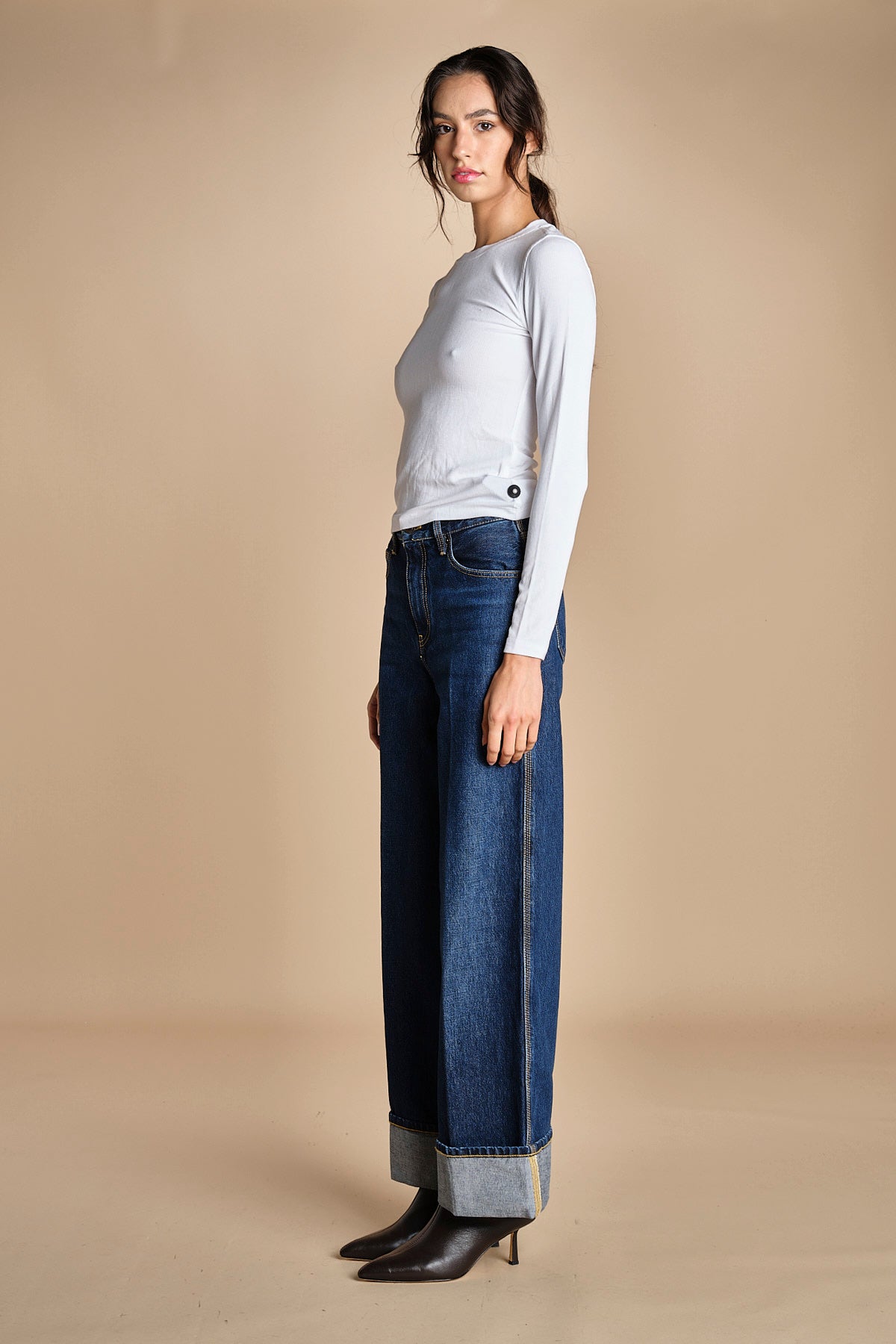t-shirt a costine con manica lunga THE L/S RIB CREW WF25JKT013 WHITE frame 