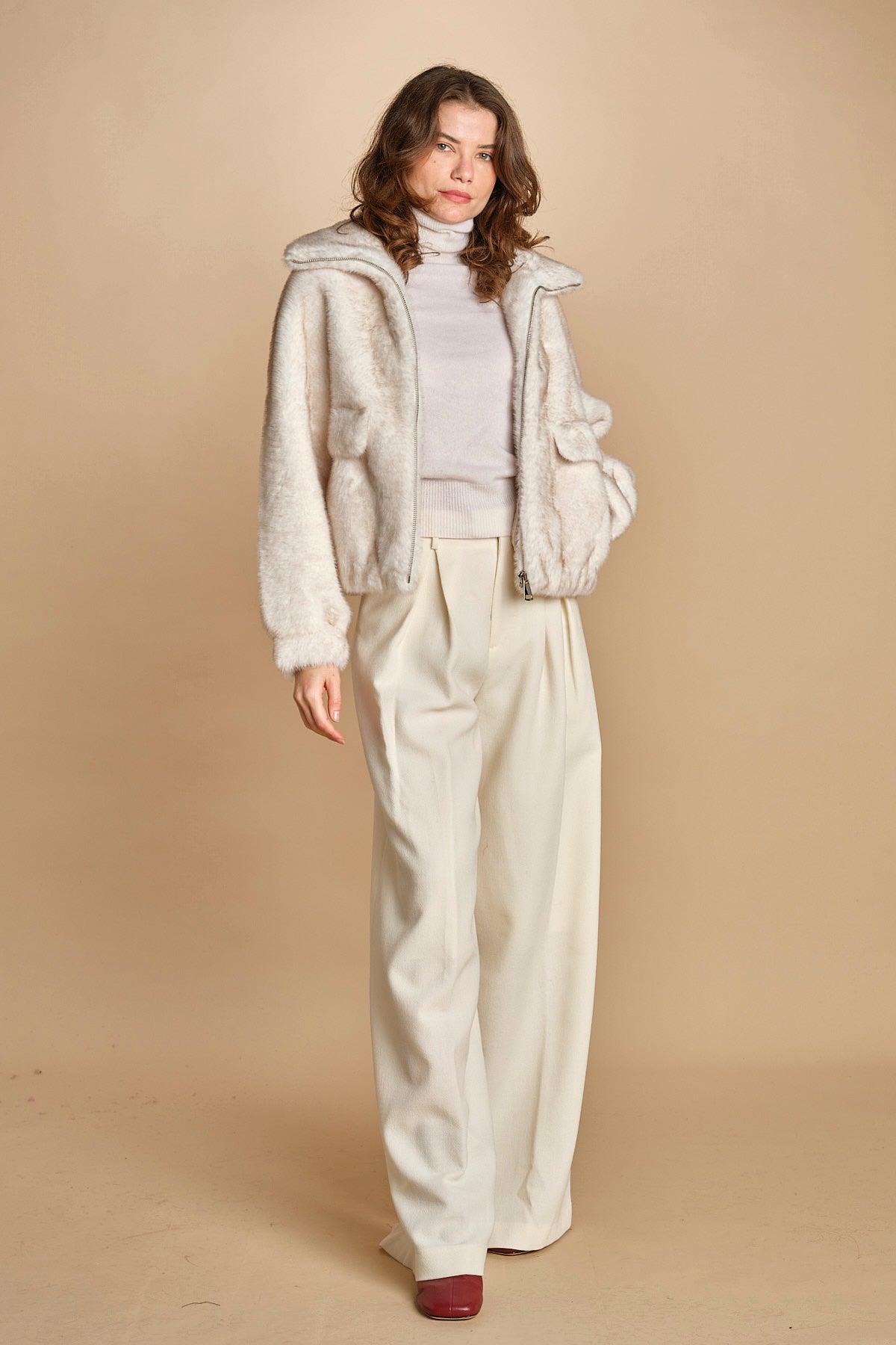 bomber in ecofur. ALBA ECRU giovanni paris 