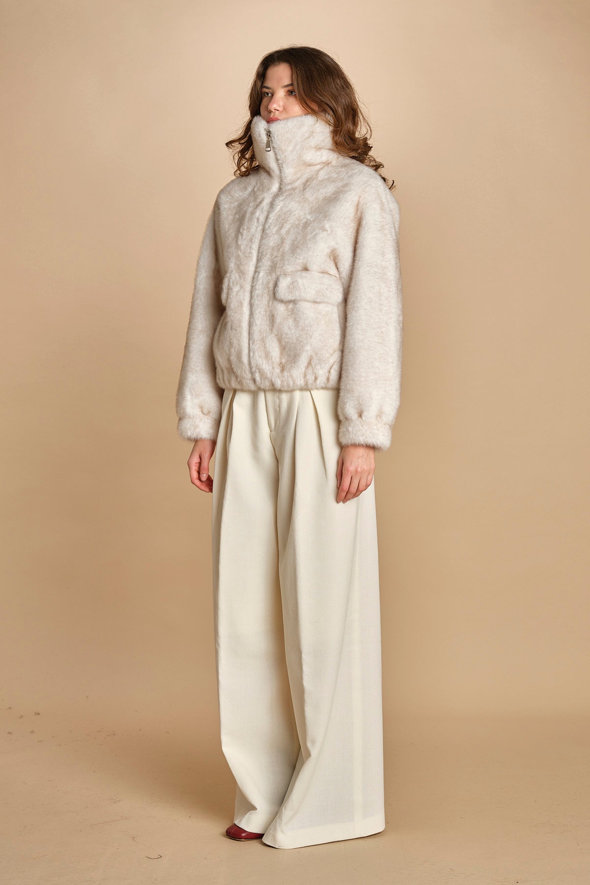 bomber in ecofur. ALBA ECRU giovanni paris 