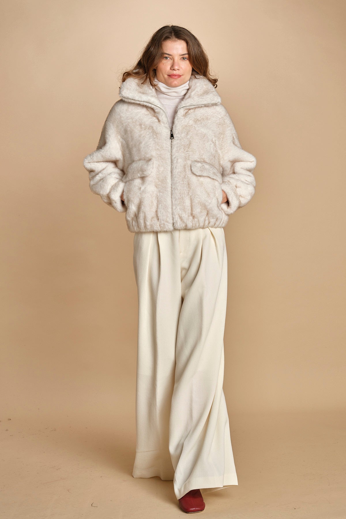 bomber in ecofur. ALBA ECRU giovanni paris 