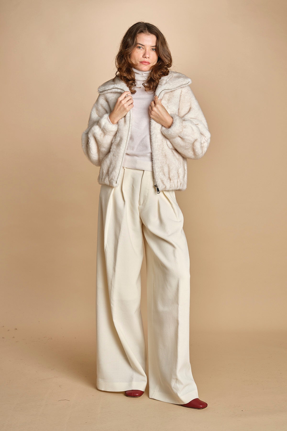 bomber in ecofur. ALBA ECRU giovanni paris 
