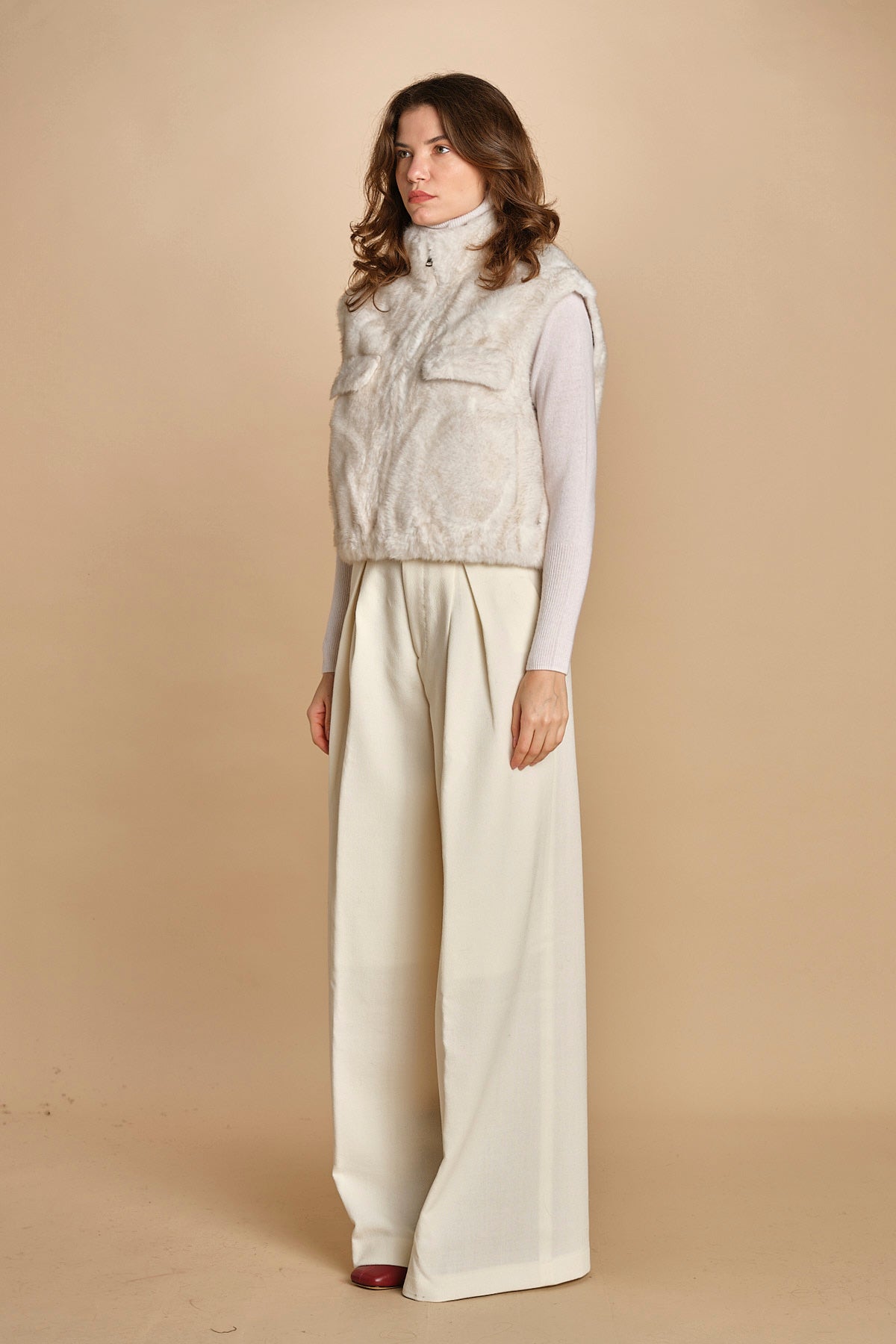 gilet in ecofur. GABI ECRU giovanni paris 