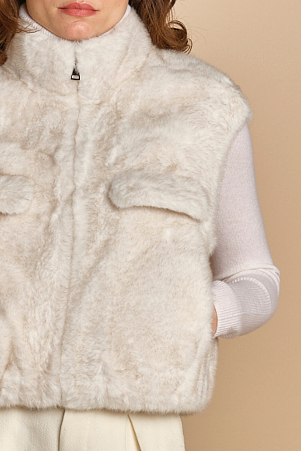 gilet in ecofur. GABI ECRU giovanni paris 