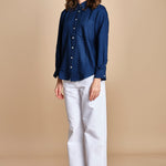 CHANDLER camicia denim con automatici BECE616 INDIGO hartford 