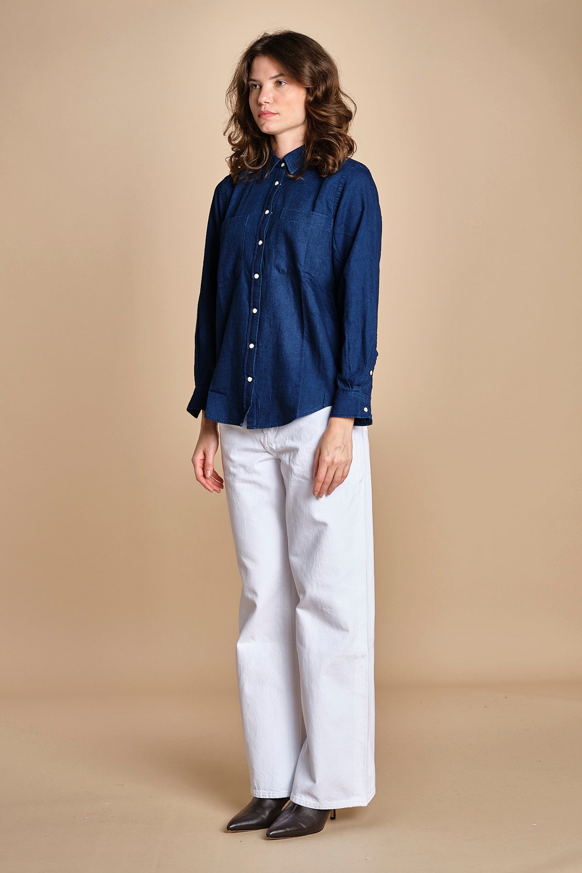 CHANDLER camicia denim con automatici BECE616 INDIGO hartford 