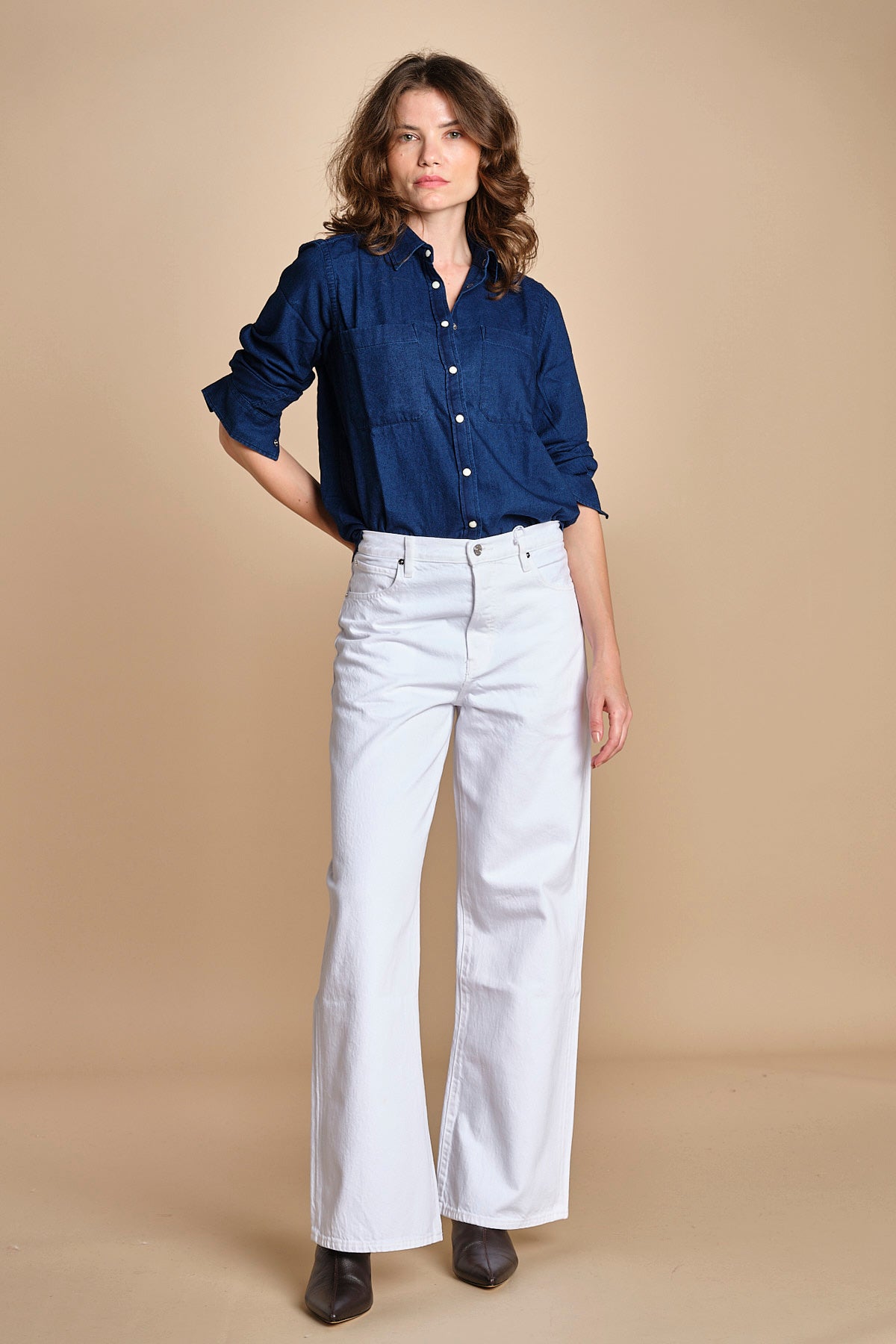 CHANDLER camicia denim con automatici BECE616 INDIGO hartford 