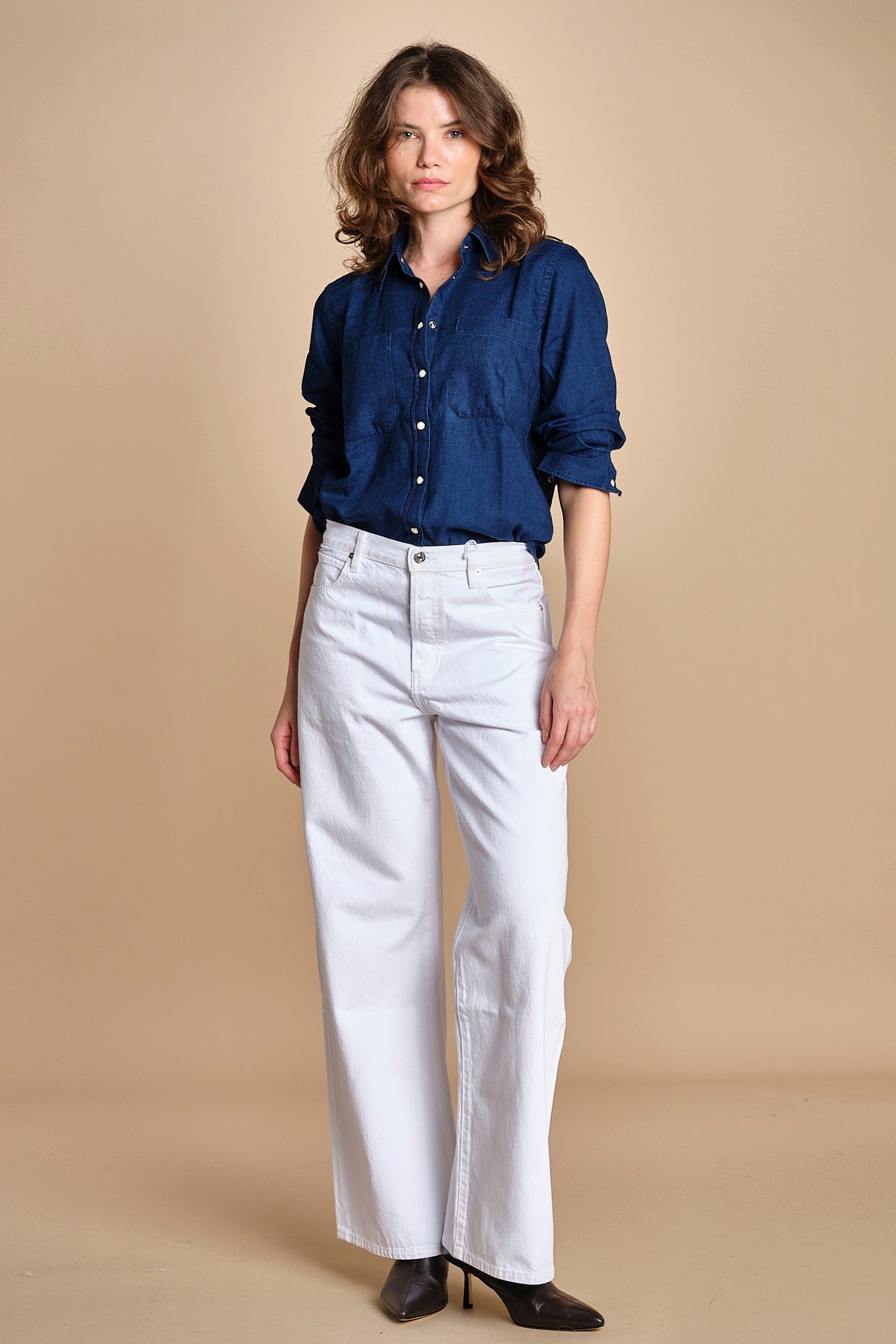 CHANDLER camicia denim con automatici BECE616 INDIGO hartford 