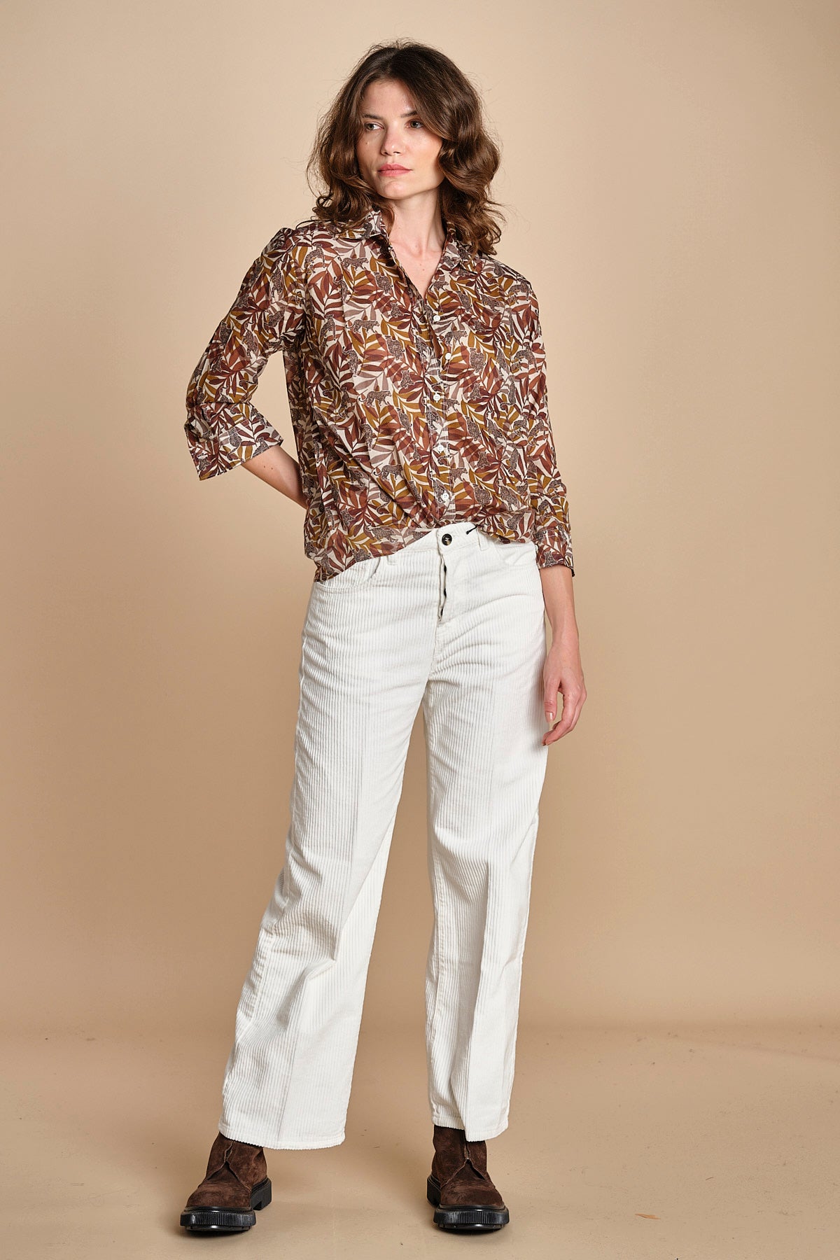 CINEMA camicia con stampa tigre BECH623 NATURAL hartford 