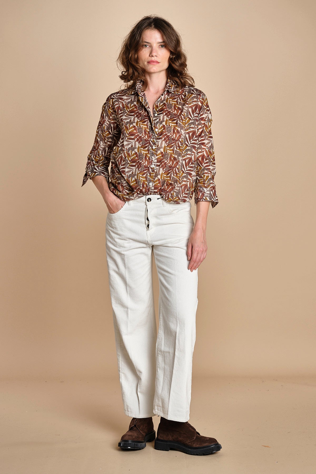 CINEMA camicia con stampa tigre BECH623 NATURAL hartford 