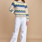 MAGIE maglia con greche BEND516 ECRU BLUE hartford 