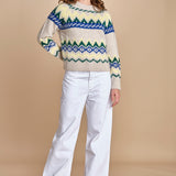 MAGIE maglia con greche BEND516 ECRU BLUE hartford 