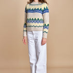 MAGIE maglia con greche BEND516 ECRU BLUE hartford 