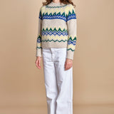 MAGIE maglia con greche BEND516 ECRU BLUE hartford 