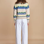 MAGIE maglia con greche BEND516 ECRU BLUE hartford 