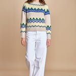 MAGIE maglia con greche BEND516 ECRU BLUE hartford 