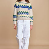 MAGIE maglia con greche BEND516 ECRU BLUE hartford 