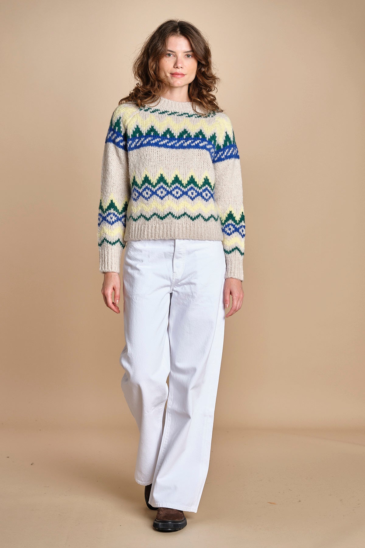 MAGIE maglia con greche BEND516 ECRU BLUE hartford 