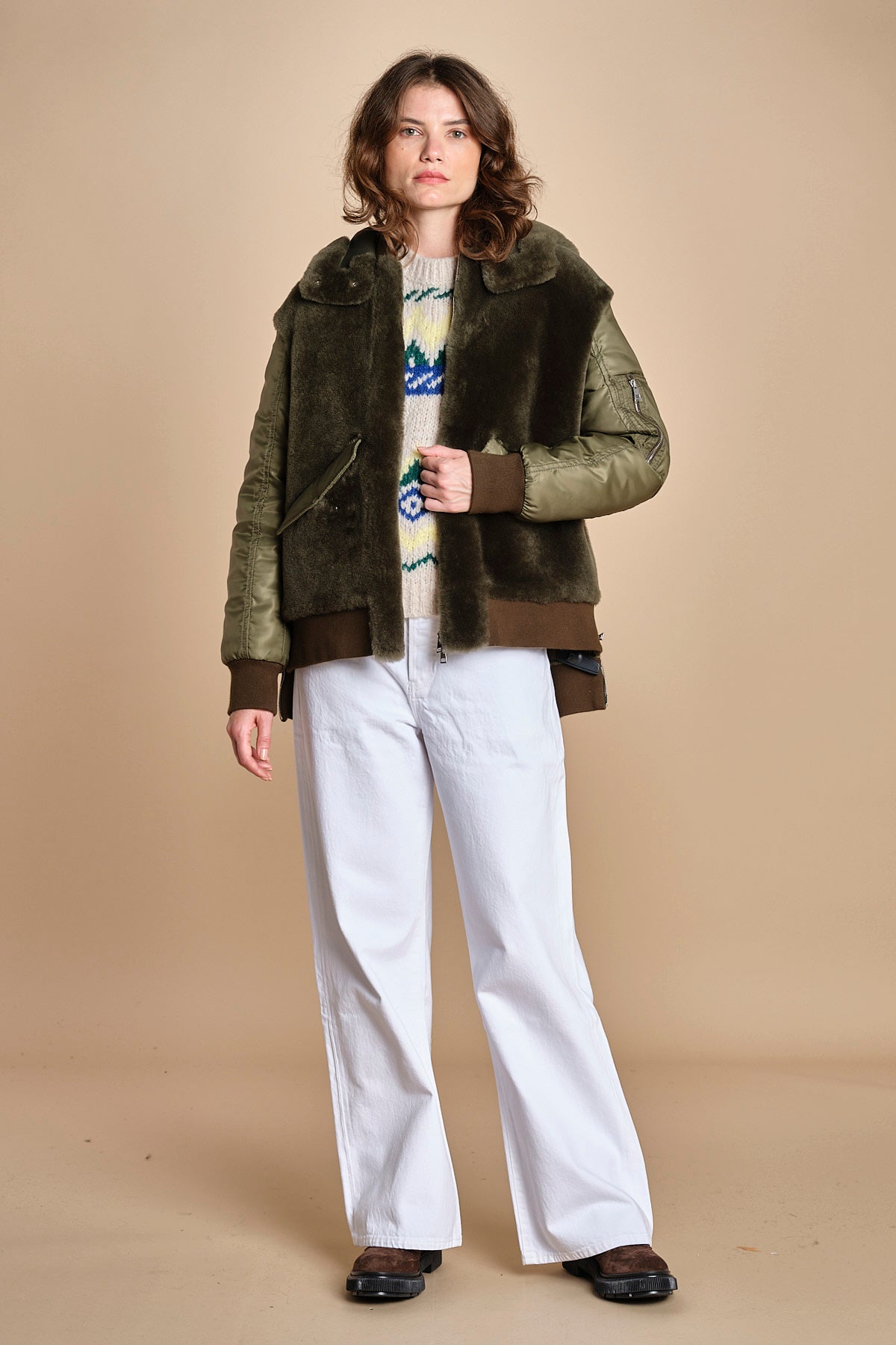 MAGIE maglia con greche BEND516 ECRU BLUE hartford 
