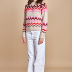 MAGIE maglia con greche BEND516 ECRU PINK hartford 