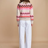 MAGIE maglia con greche BEND516 ECRU PINK hartford 
