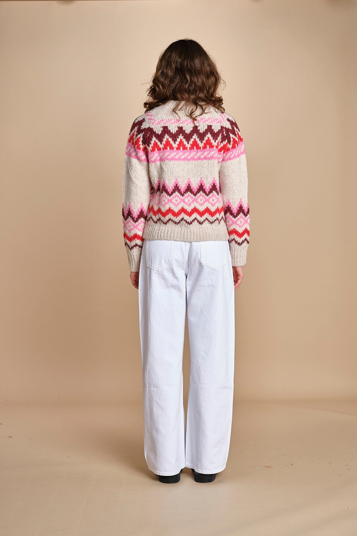 MAGIE maglia con greche BEND516 ECRU PINK hartford 