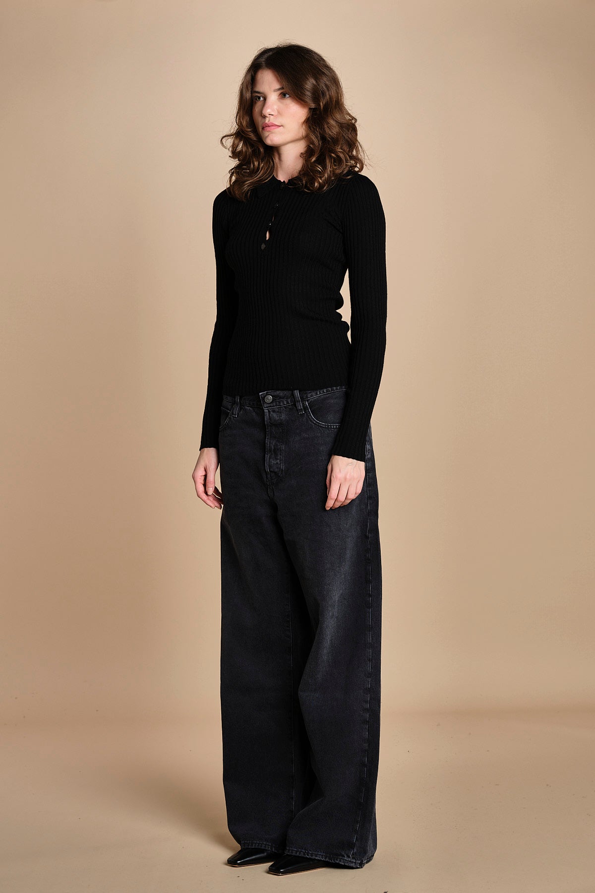 polo a costine CADEE KNIT BLOUSE BLACK herskind 