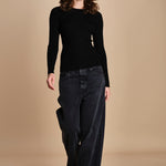 maglia girocollo a costine CAMB KNIT BLOUSE BLACK herskind 