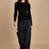 maglia girocollo a costine CAMB KNIT BLOUSE BLACK herskind 