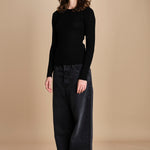 maglia girocollo a costine CAMB KNIT BLOUSE BLACK herskind 