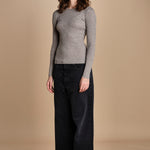 maglia girocollo a costine CAMB KNIT BLOUSE LIGHT TAUBE herskind 