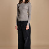 maglia girocollo a costine CAMB KNIT BLOUSE LIGHT TAUBE herskind 