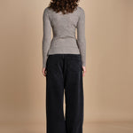 maglia girocollo a costine CAMB KNIT BLOUSE LIGHT TAUBE herskind 
