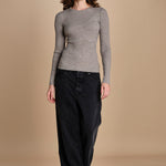 maglia girocollo a costine CAMB KNIT BLOUSE LIGHT TAUBE herskind 