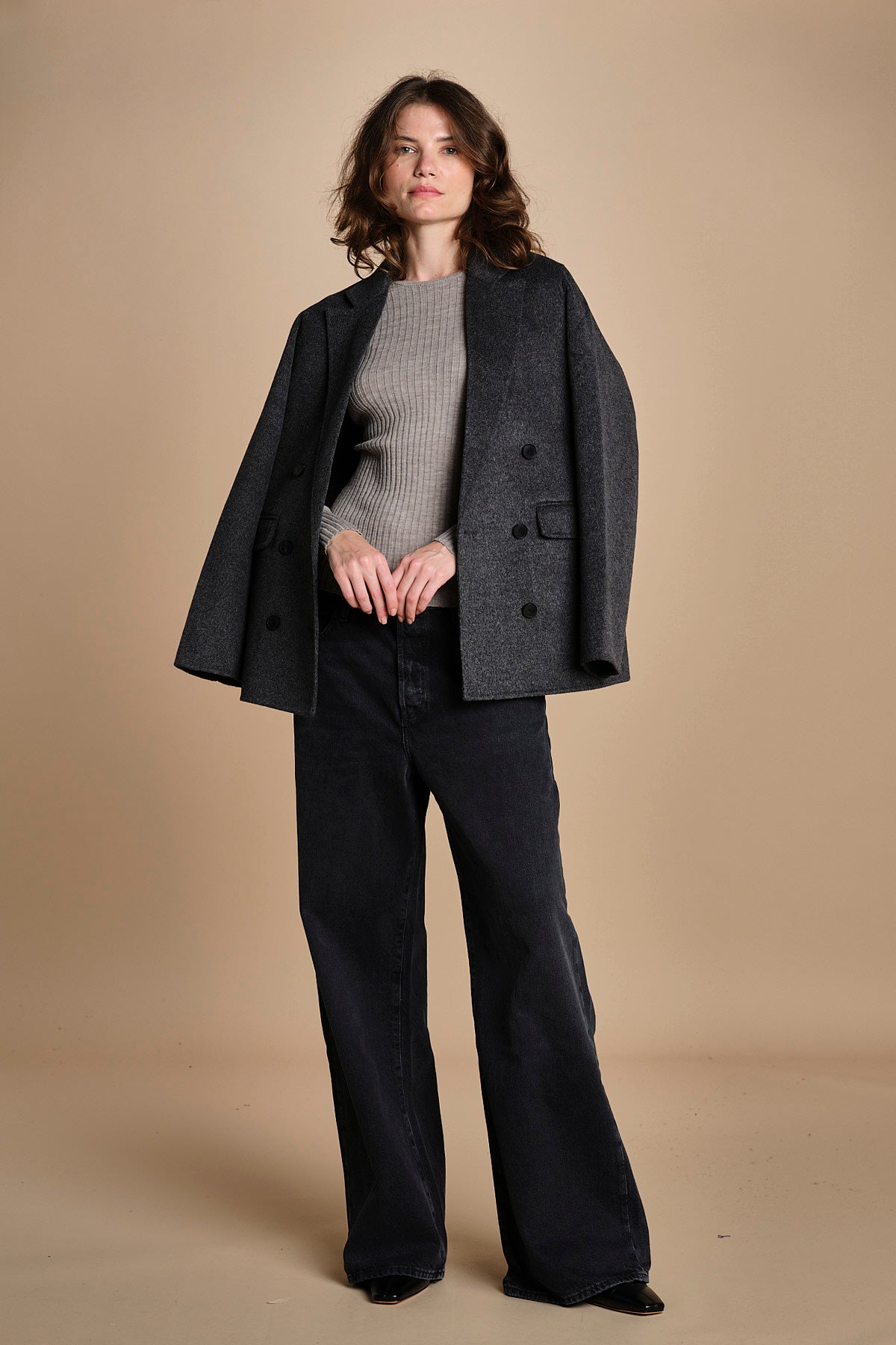 maglia girocollo a costine CAMB KNIT BLOUSE LIGHT TAUBE herskind 