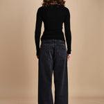 maglia scollo a v NOVA KNIT BLOUSE BLACK herskind 