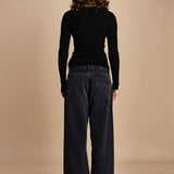 maglia scollo a v NOVA KNIT BLOUSE BLACK herskind 