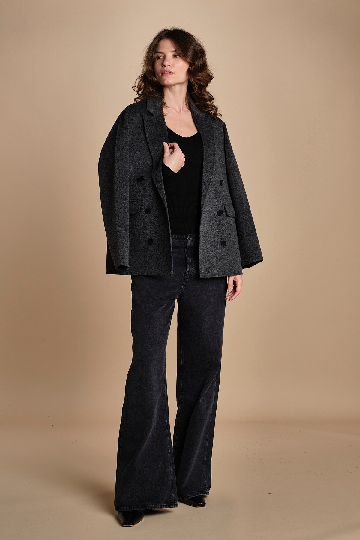maglia scollo a v NOVA KNIT BLOUSE BLACK herskind 