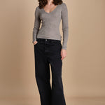 maglia scollo a v NOVA KNIT BLOUSE LIGHT TAUBE herskind 
