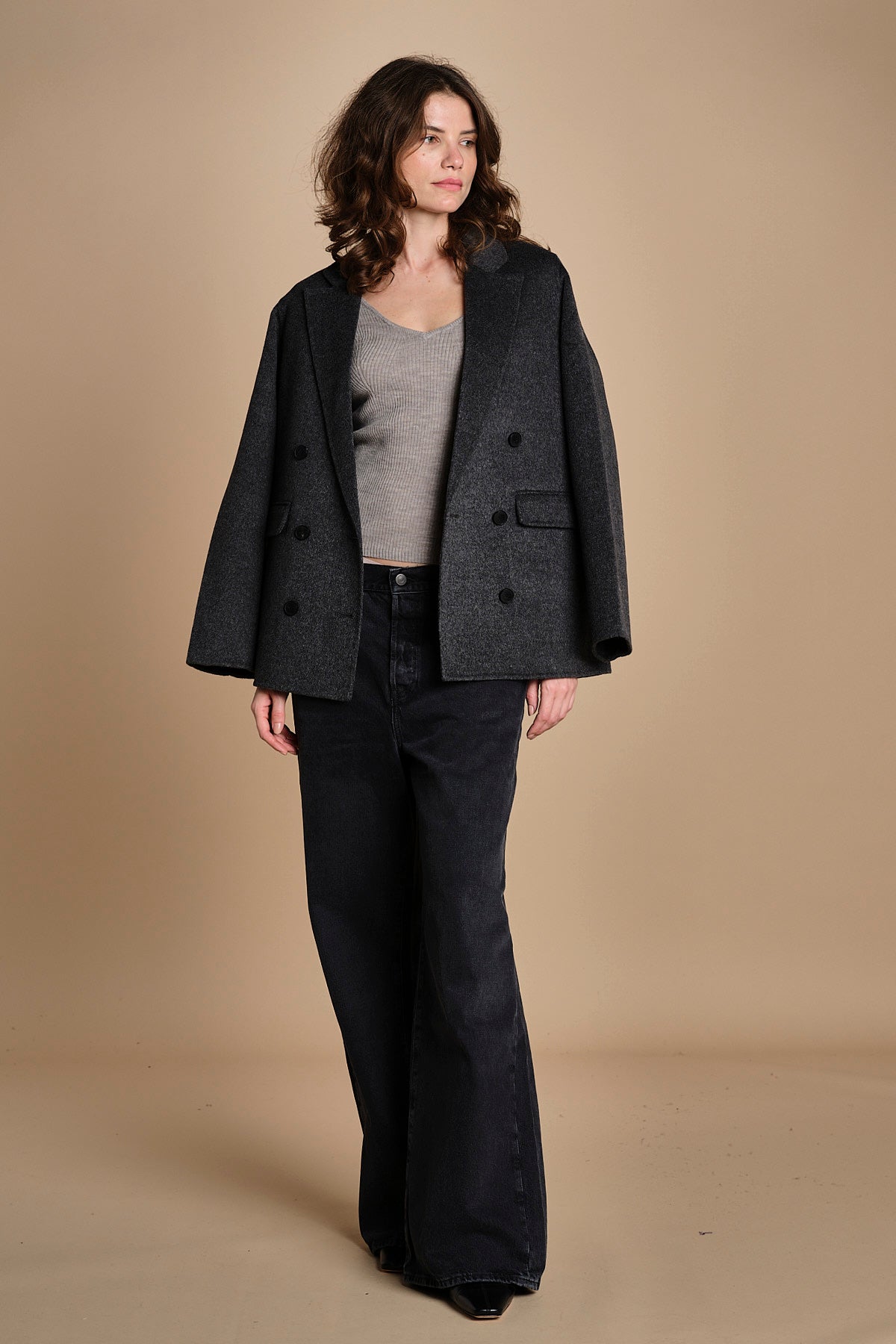 maglia scollo a v NOVA KNIT BLOUSE LIGHT TAUBE herskind 