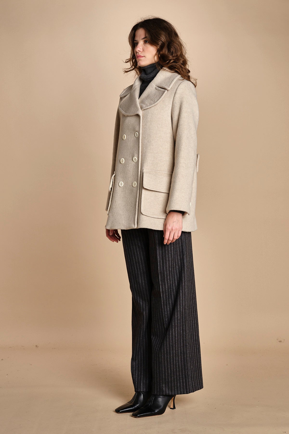 peacoau doppiopetto 15M005WO024 P120 CREAM ines de la fressange 