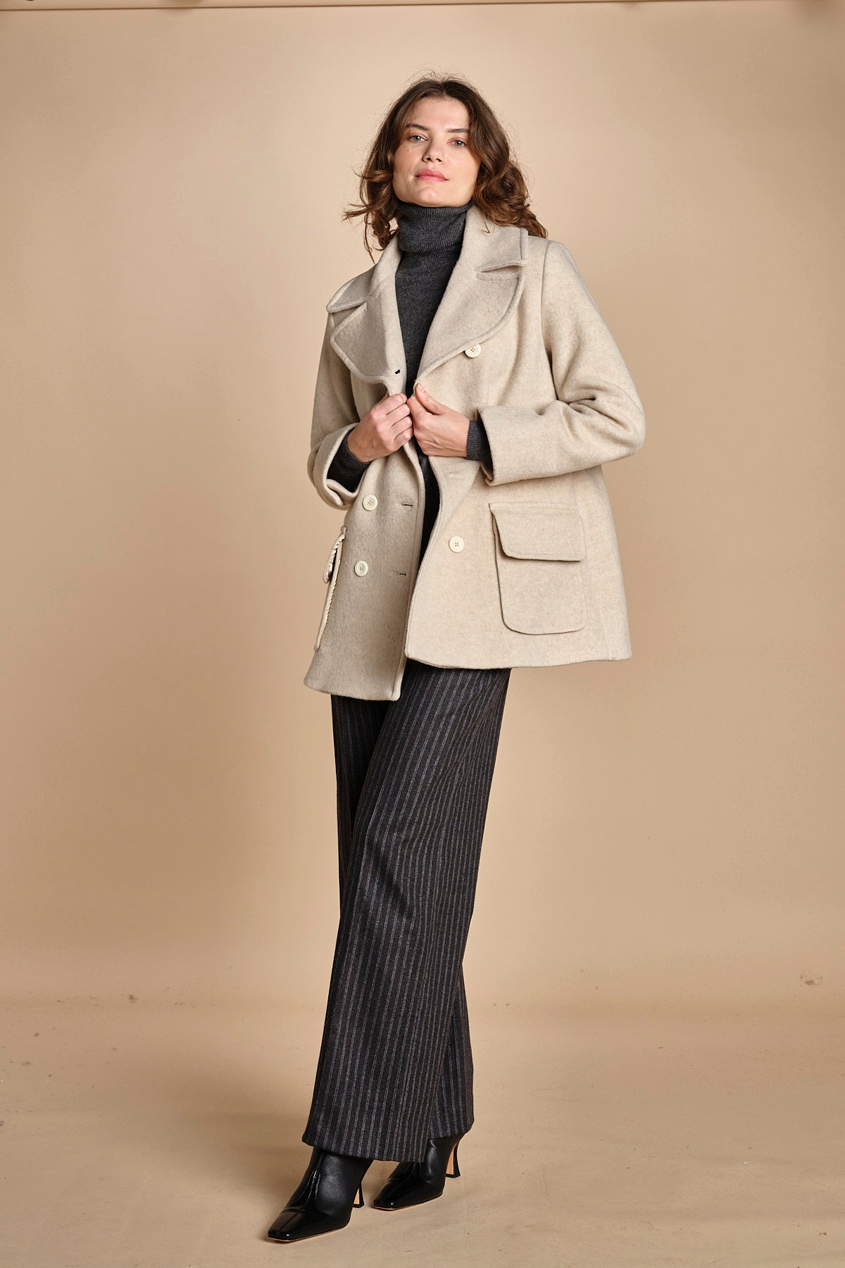 peacoau doppiopetto 15M005WO024 P120 CREAM ines de la fressange 