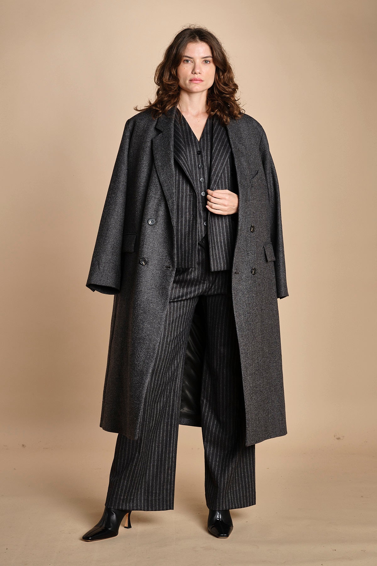 pantalone gessato 15P008CO191 P092 GREY ines de la fressange 