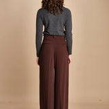 pantalone con pinces 15P008PL022 P157 DARK BROWN ines de la fressange 