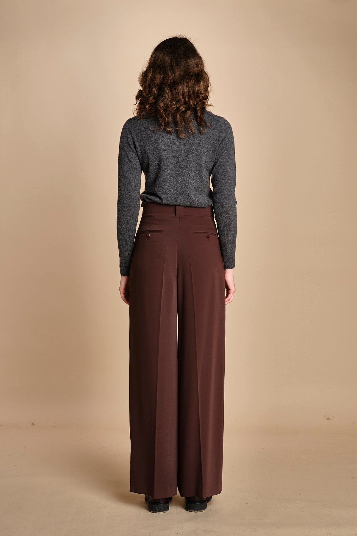 pantalone con pinces 15P008PL022 P157 DARK BROWN ines de la fressange 