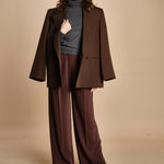 pantalone con pinces 15P008PL022 P157 DARK BROWN ines de la fressange 