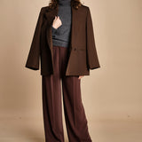 pantalone con pinces 15P008PL022 P157 DARK BROWN ines de la fressange 