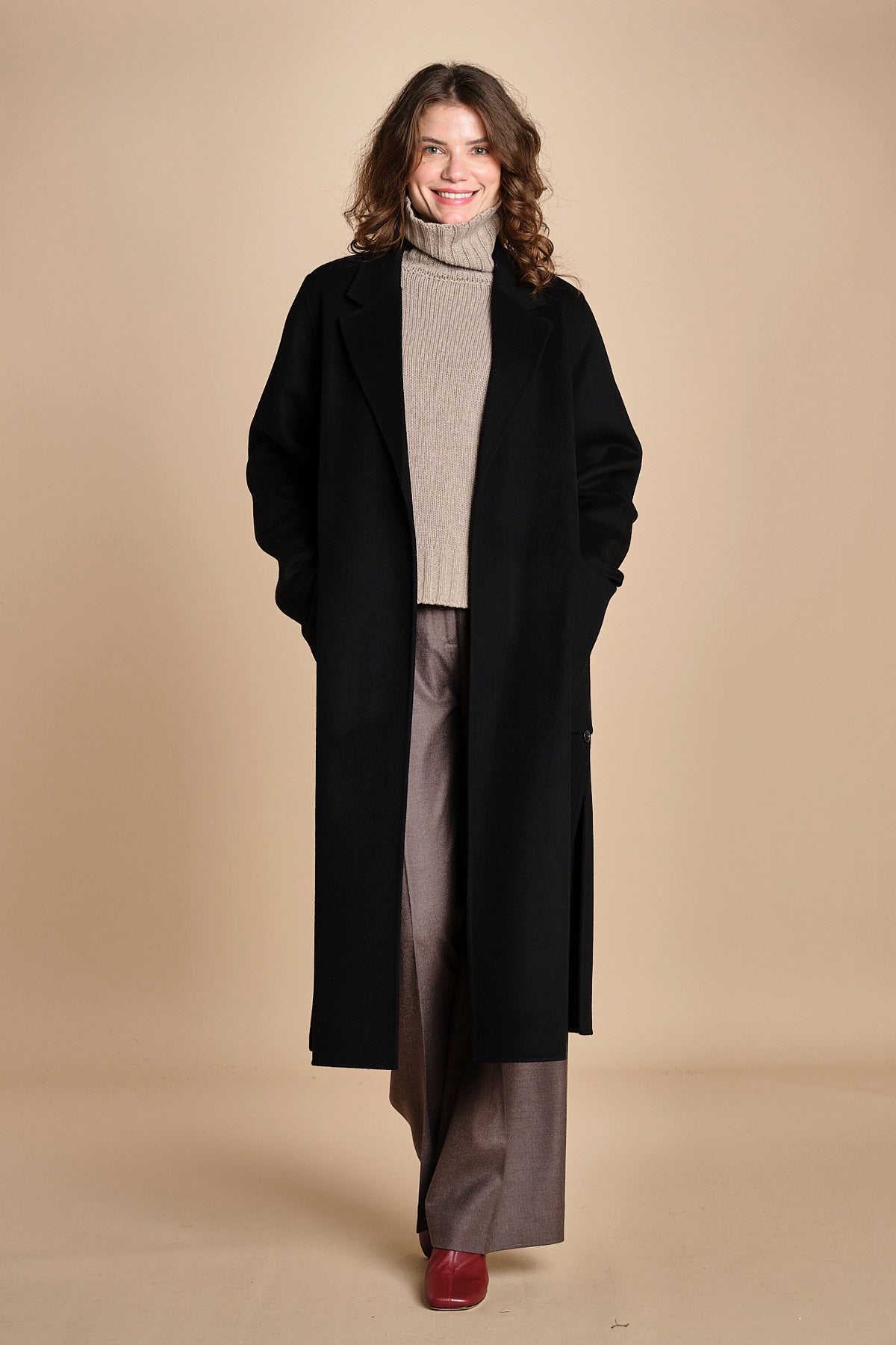 cappotto vestaglia double CELIA IO111046 BK999 ivy oak 
