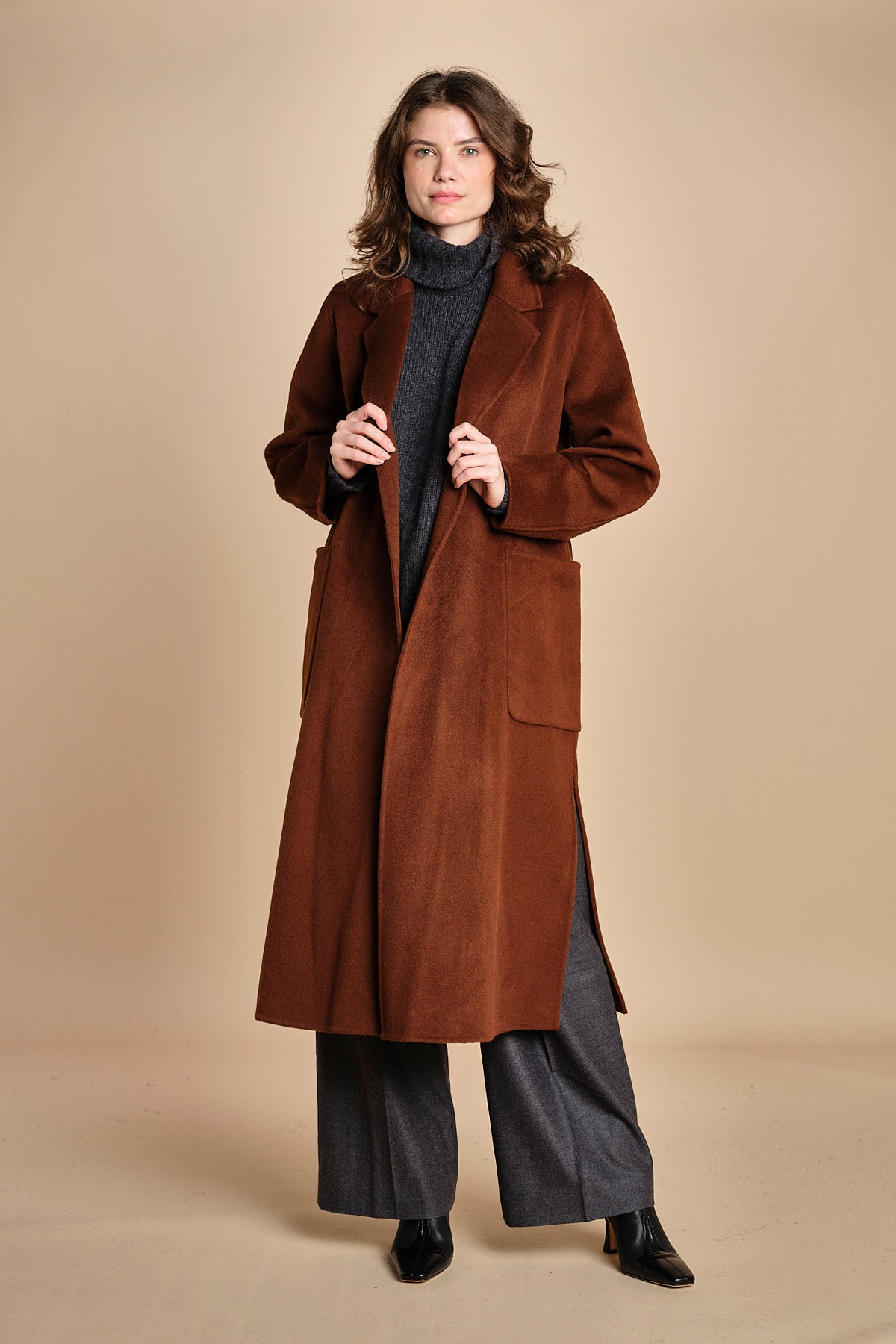 cappotto vestaglia double CELIA IO111046 BR248 ivy oak 