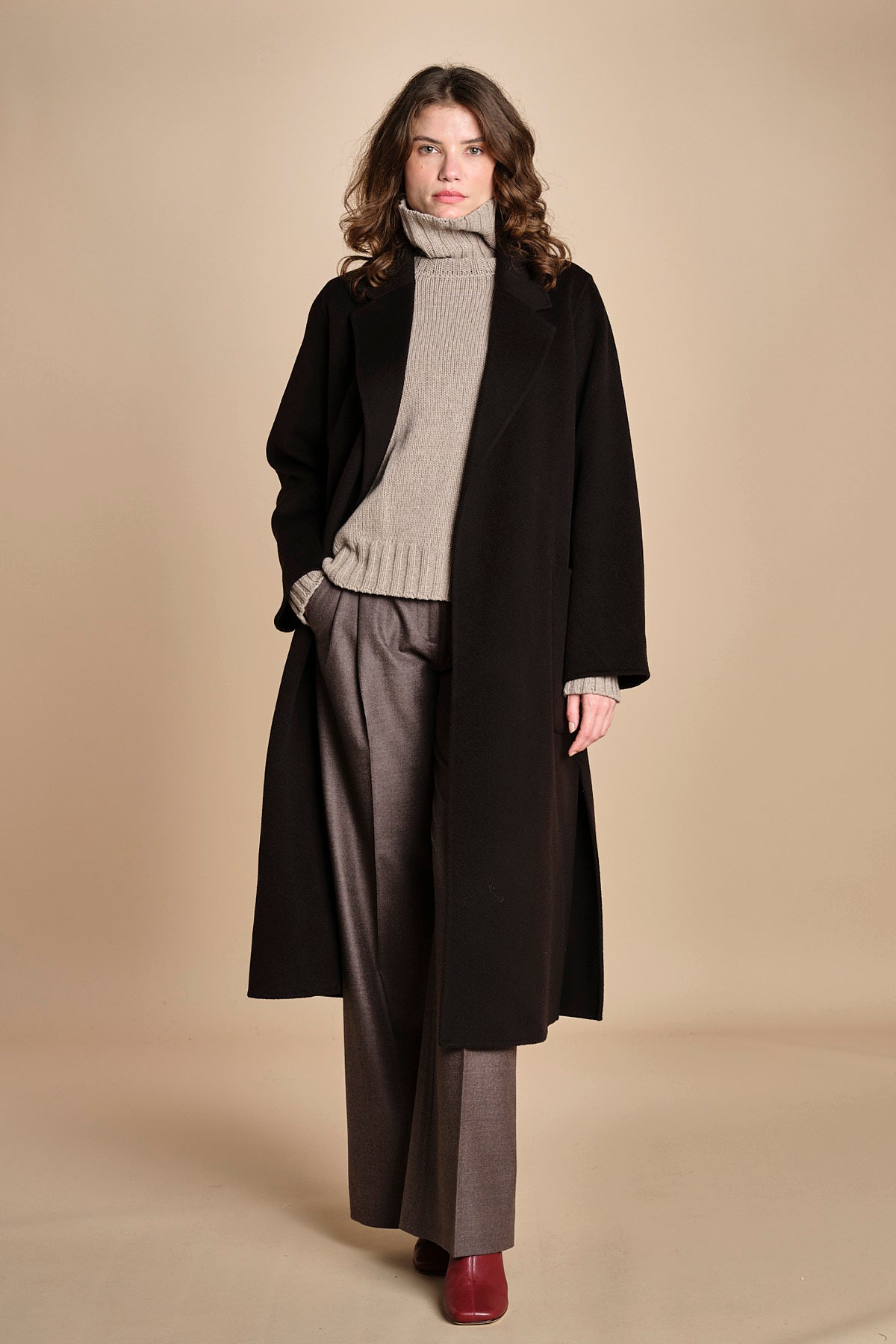 cappotto vestaglia double CELIA IO111046 BR291 ivy oak 
