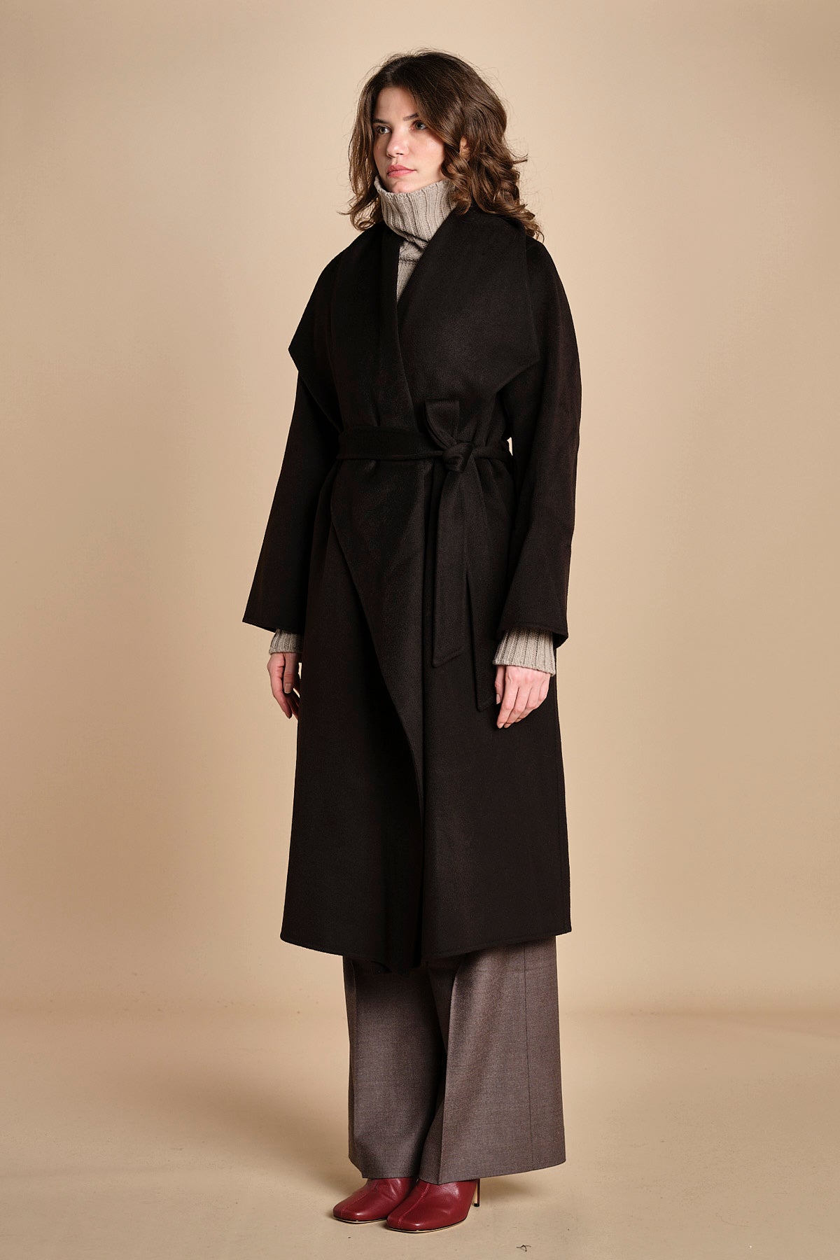 cappotto vestaglia double collo grande CARRIE ROSE  IO111048 BR291 ivy oak 